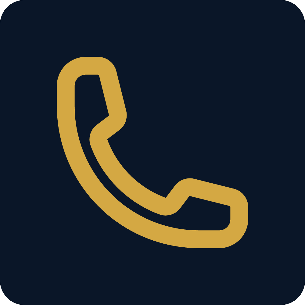 Gold phone icon on dark background