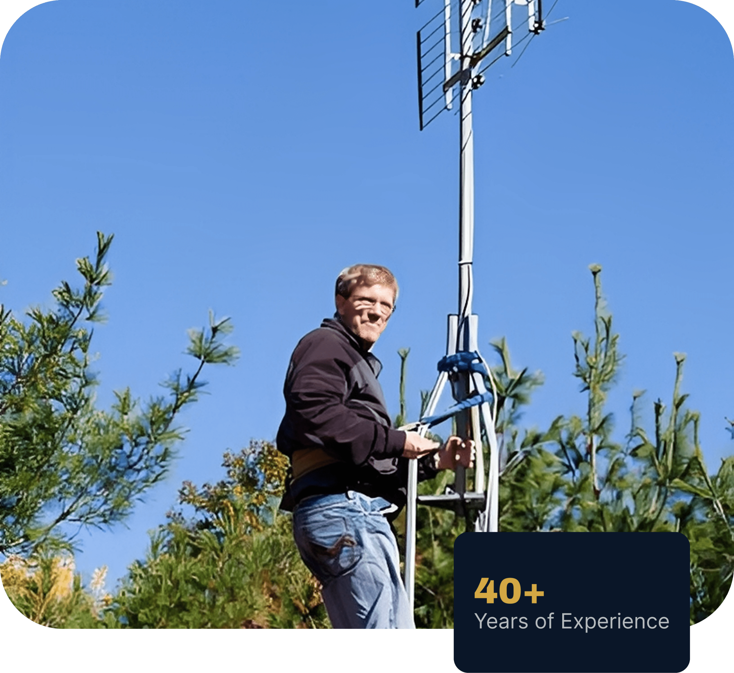 Outdoor technician near antenna